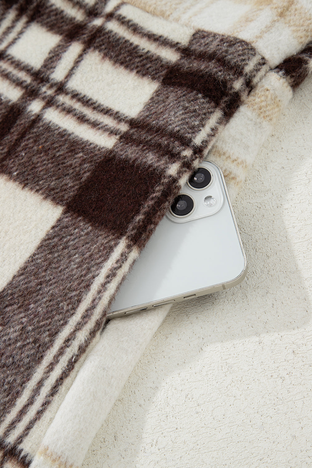 Multicolour Plaid Patchwork Side Pockets Buttoned Shacket - eAura