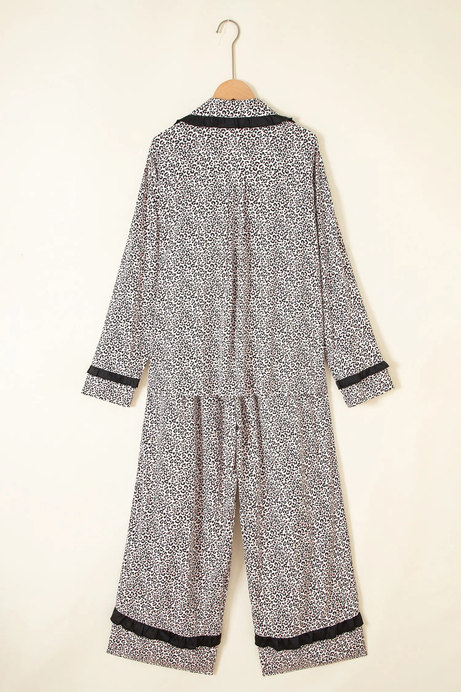 Leopard Print Bow Knot Patchwork Long Sleeve Lounge Set – Brown
