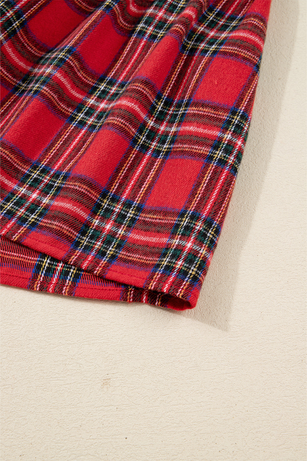 Christmas Plaid Print V-Neck 3/4 Sleeve Tie Waist Long Dress - eAura