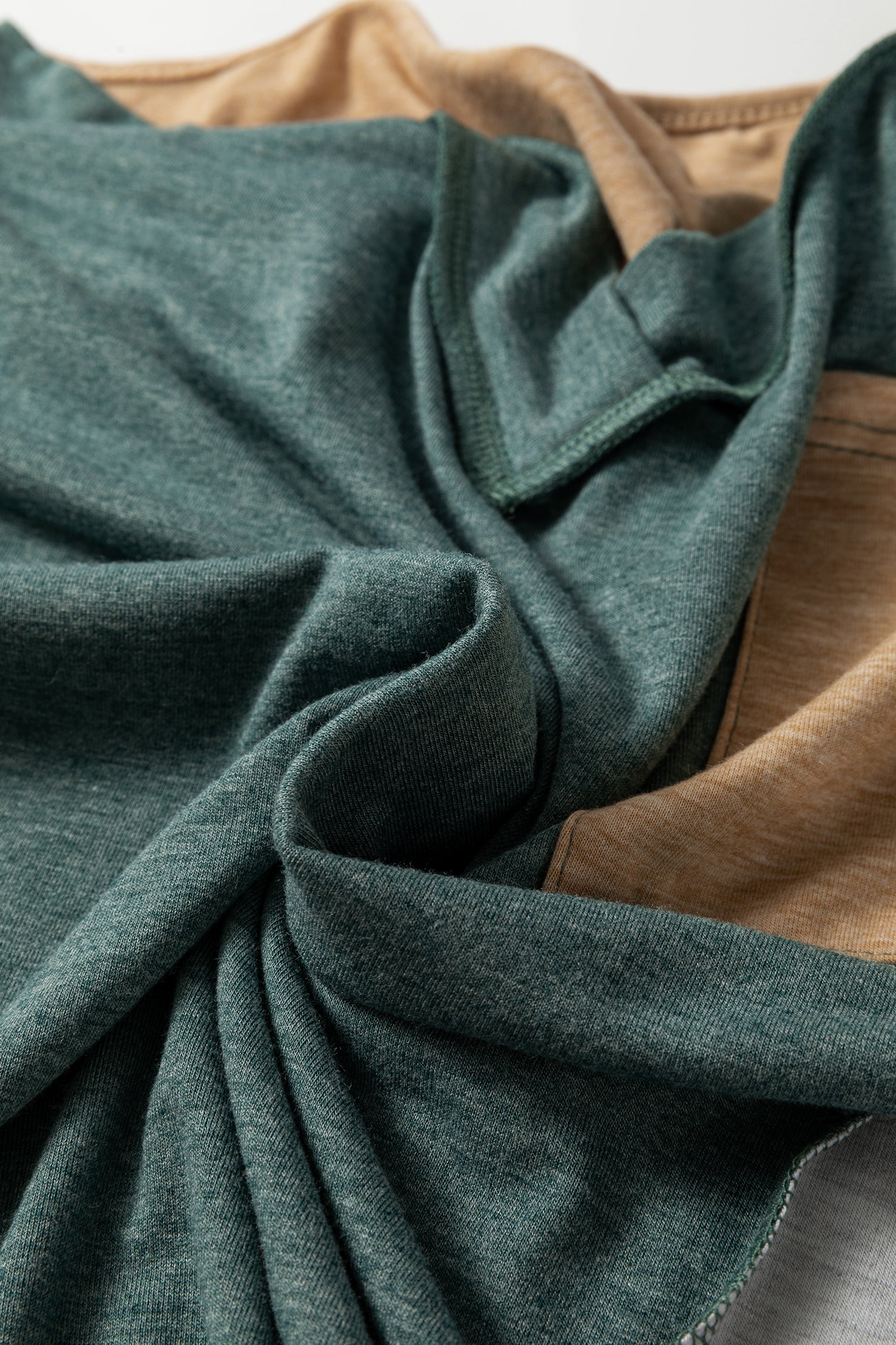 Exposed Stitching Colour-block V-Neck Long Sleeve Top