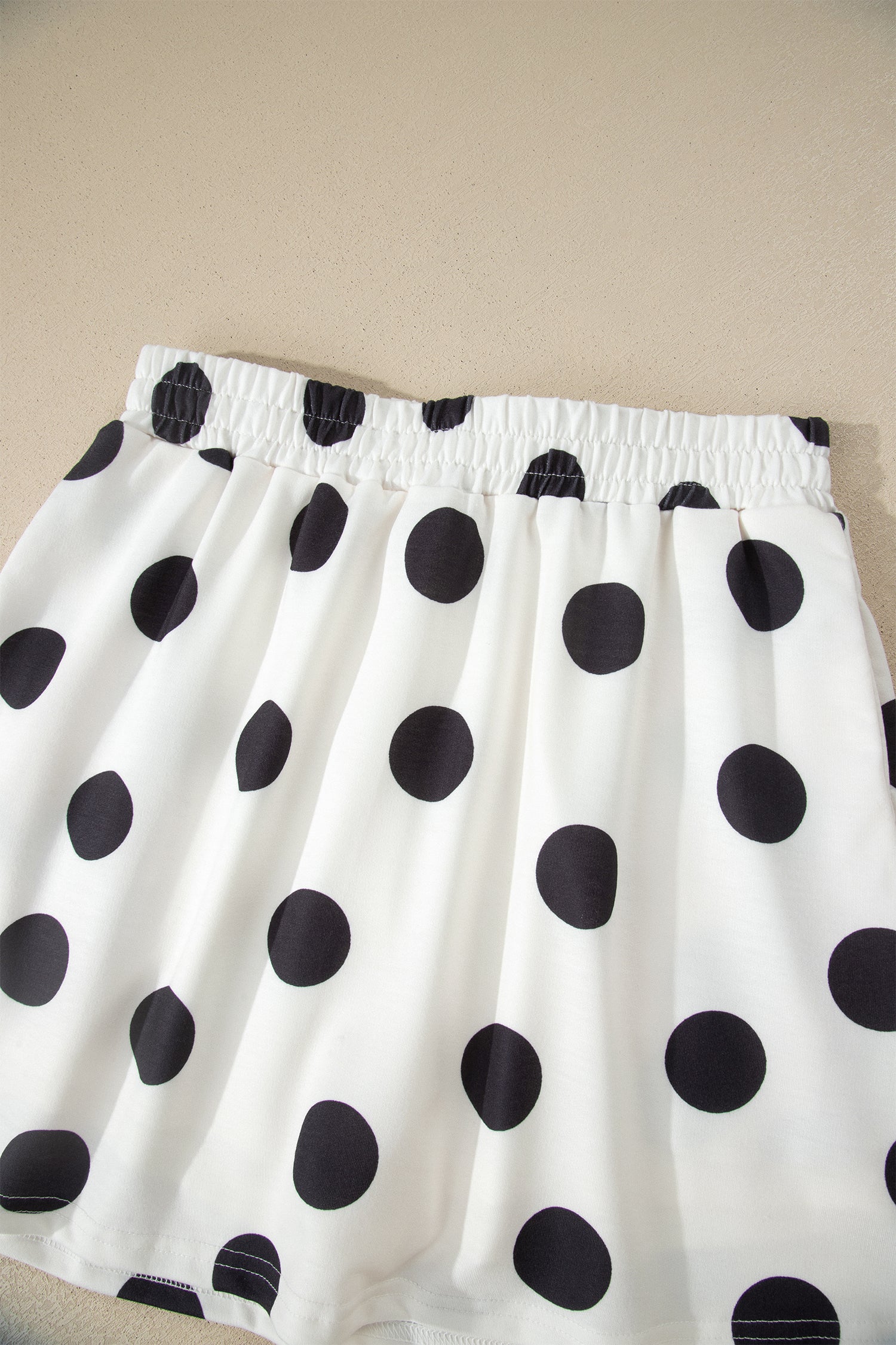 Polka Dot Short Sleeve Top Casual Skort 2pcs Outfit – White