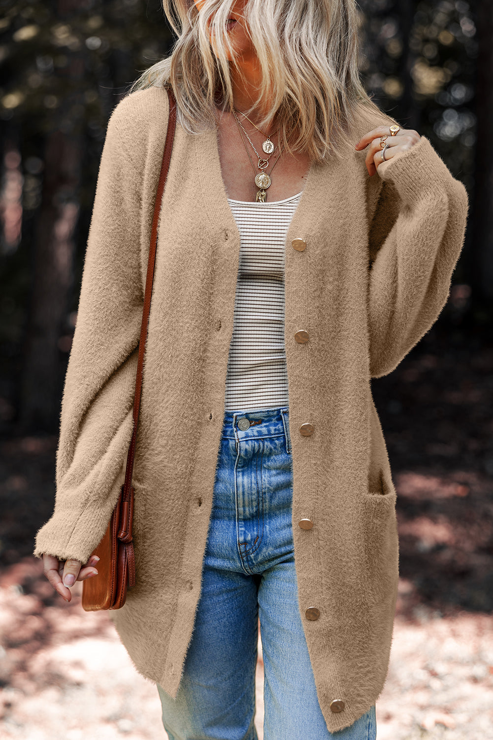 Fuzzy Buttoned Front Midi Solid Cardigan Dear-Lover Dropshipping
