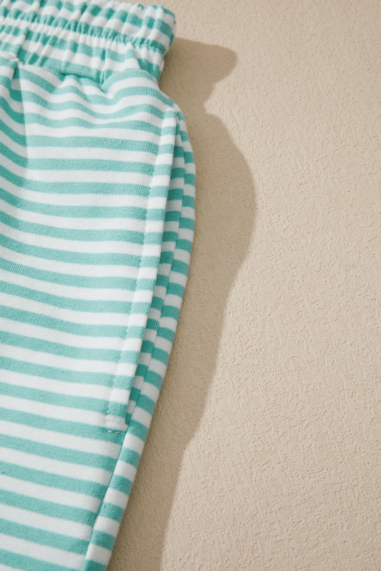 Stripe Cuffed Sleeve Contrast Mock Neck Tee Casual Co-ord Short Set