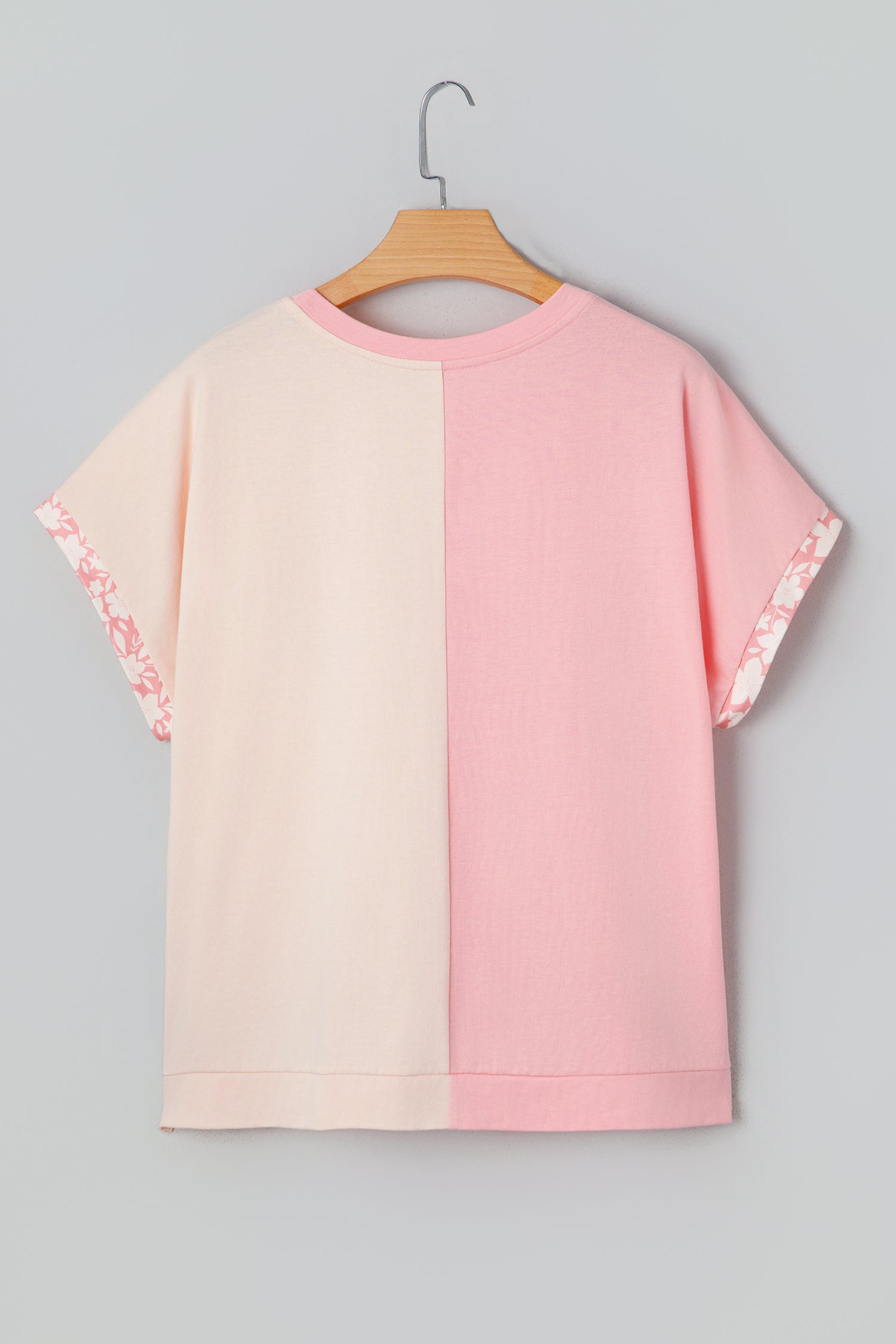 Colour Block Flower Patched Loose T-Shirt