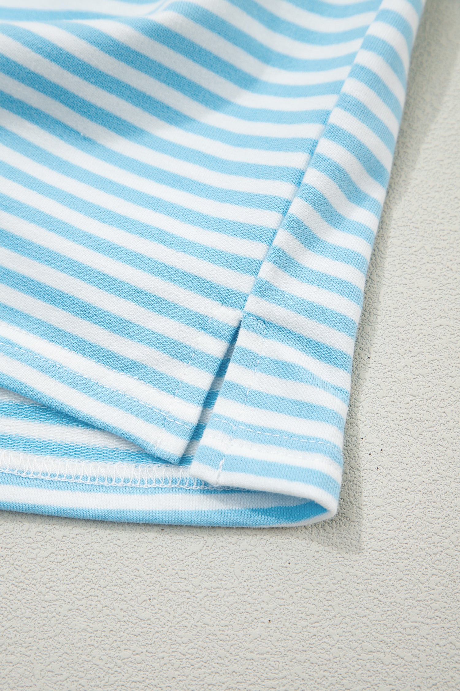 Stripe Oversize Mock Neck Sweatshirt and Shorts Set