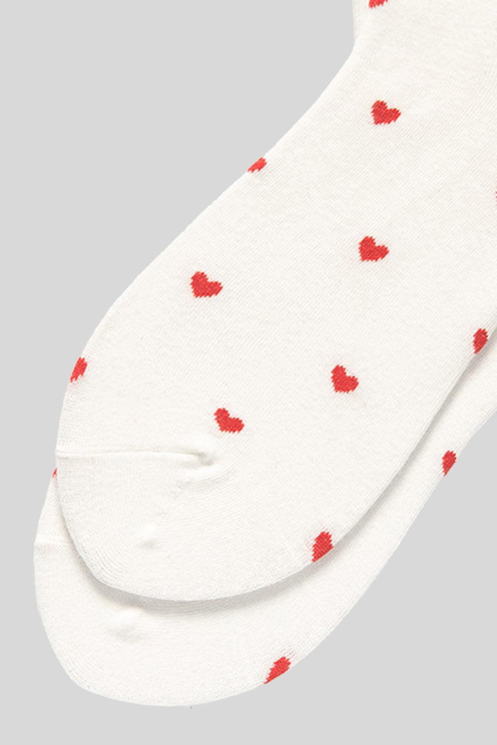 White With Red Hearts Pattern Crew Socks