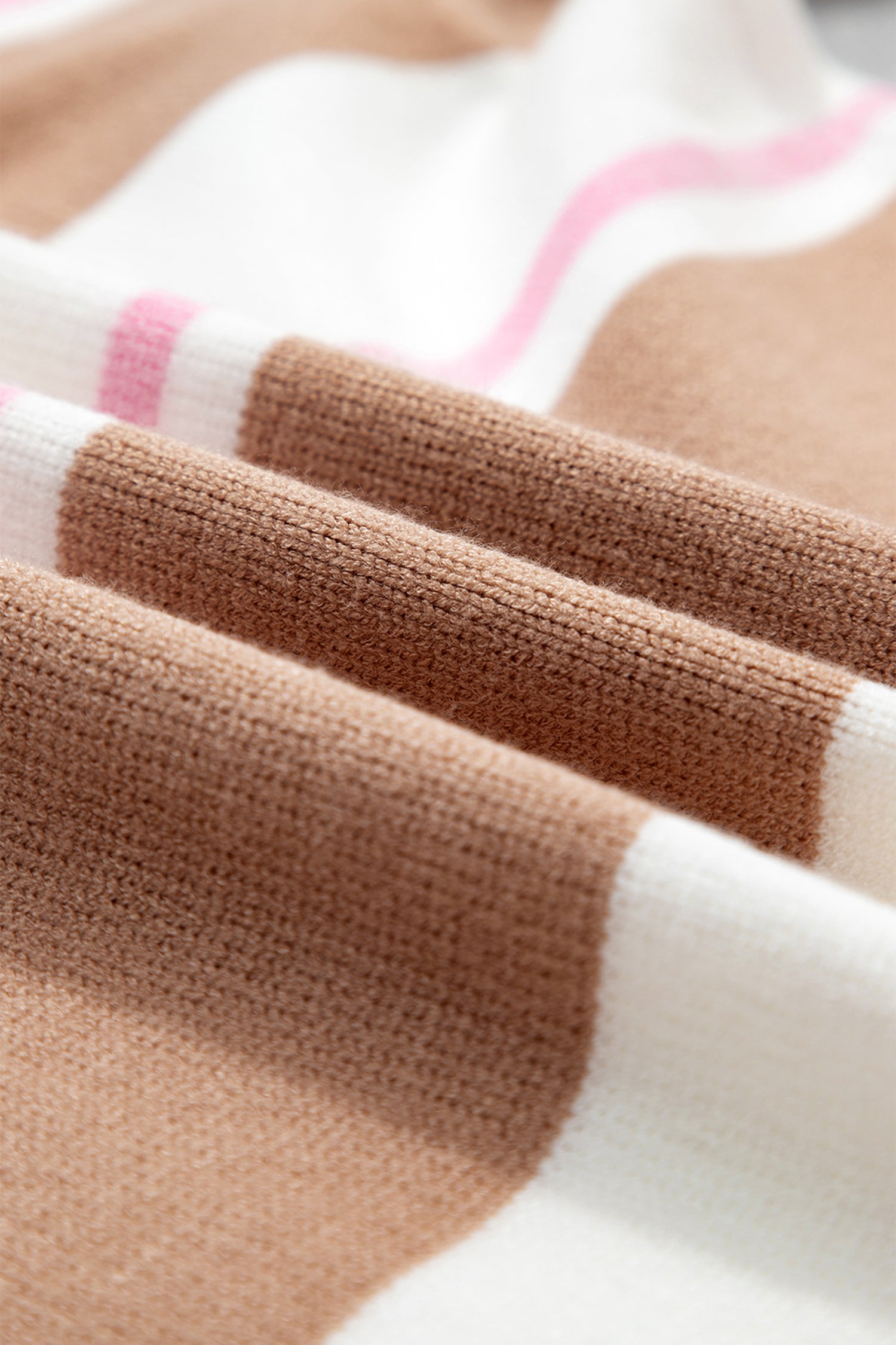 Striped Colorblock V Neck Long Sleeve Tunic Sweater – Pink Stripe