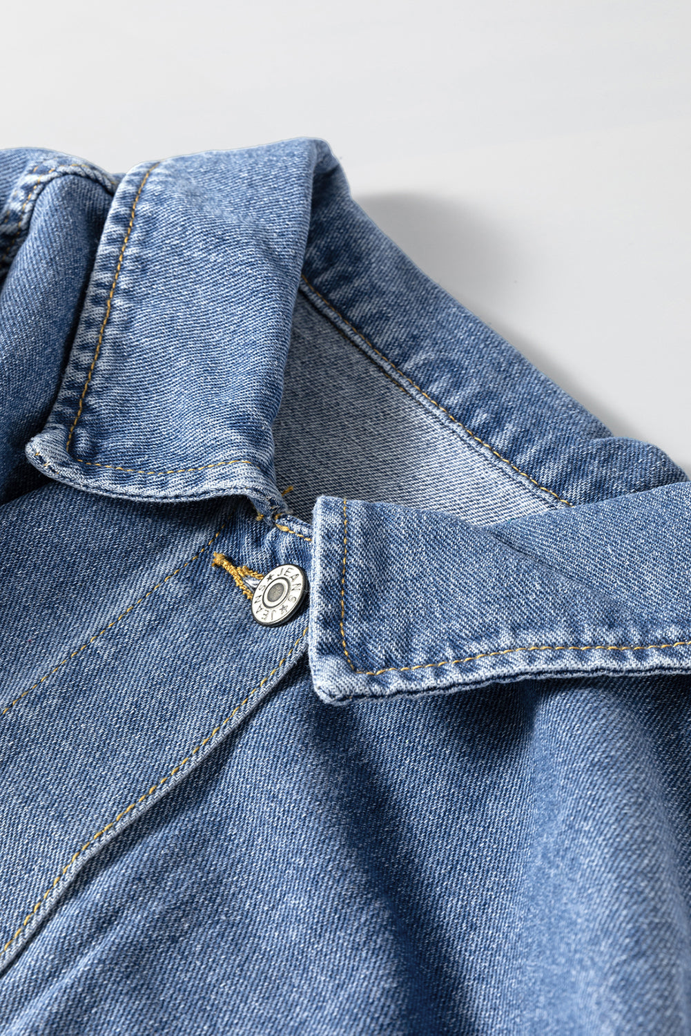 Light Blue Washed Oversize Pocketed Denim Jacket eAura