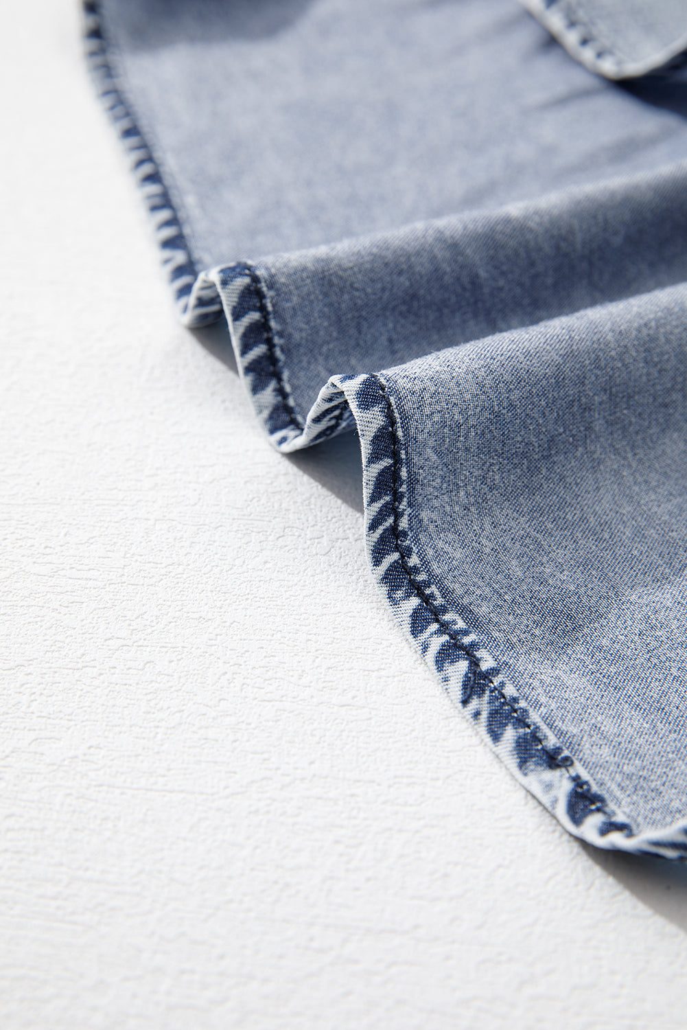 Ashleigh Blue Ruffled Shirred Neckline Sleeveless Denim Tank Top eAura