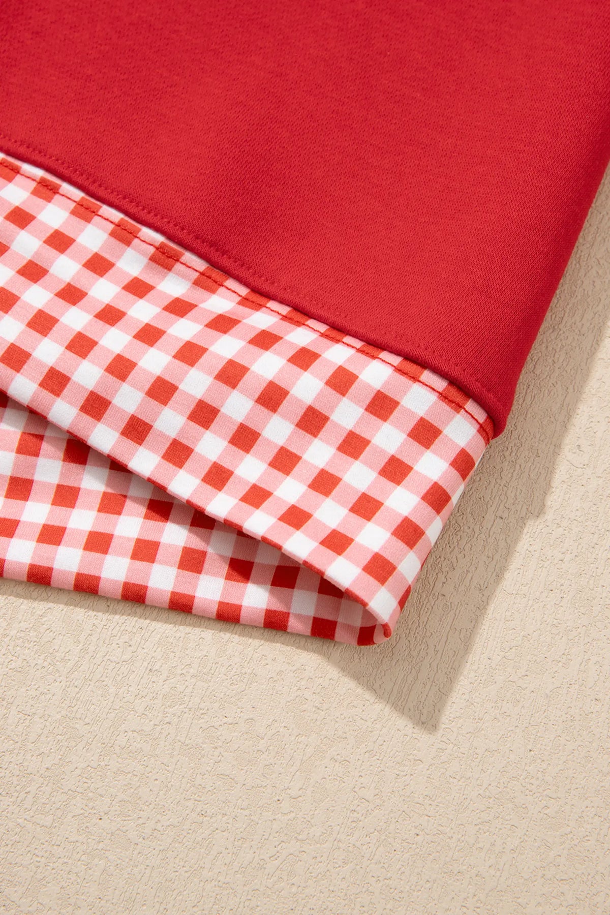 Gingham Trim Baggy Pullover 2pcs Short Set – Fiery Red