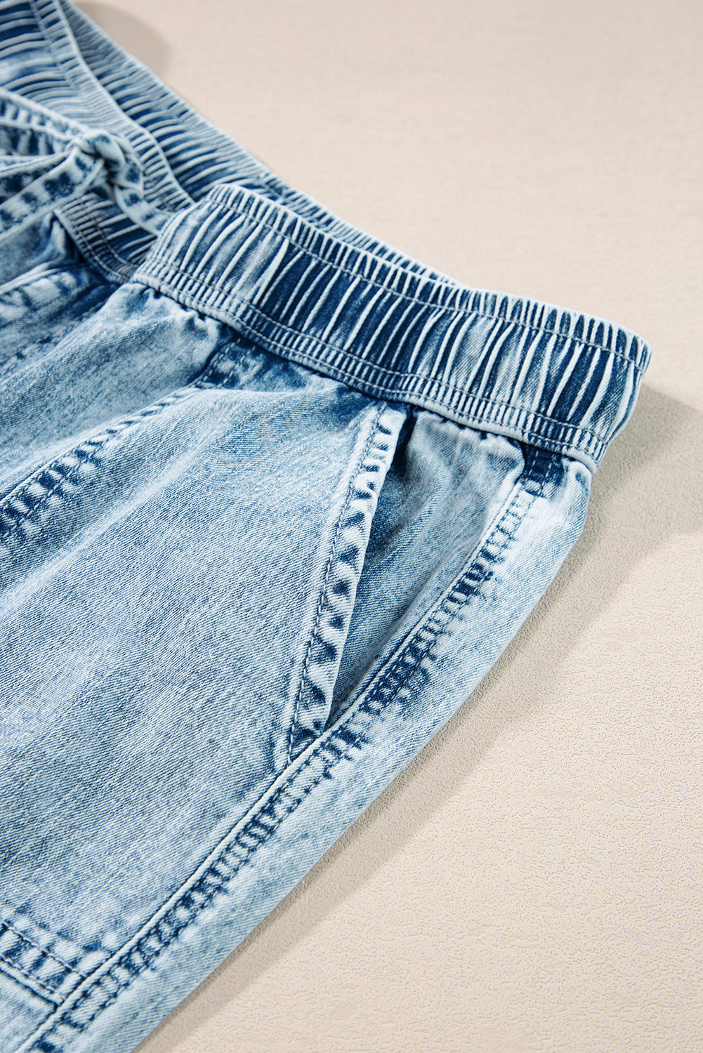 Myosotis Mineral Wash Drawstring Waist Loose Straight Denim Trousers Beagle Boutique Fashion Outlet