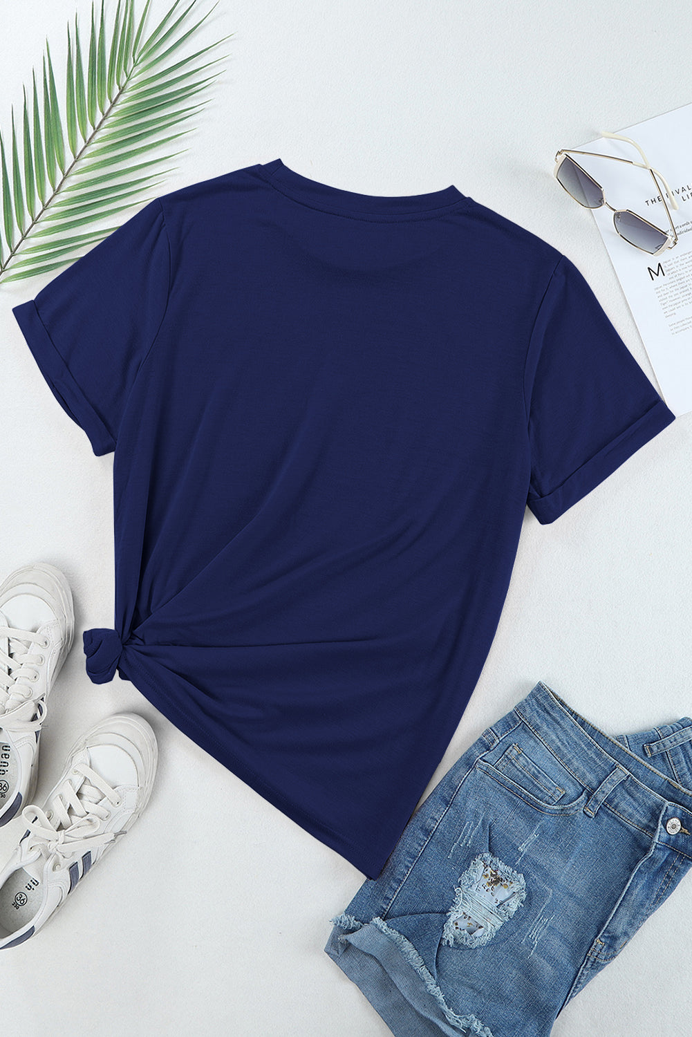 Casual Plain Crew Neck Tee T-Shirt
