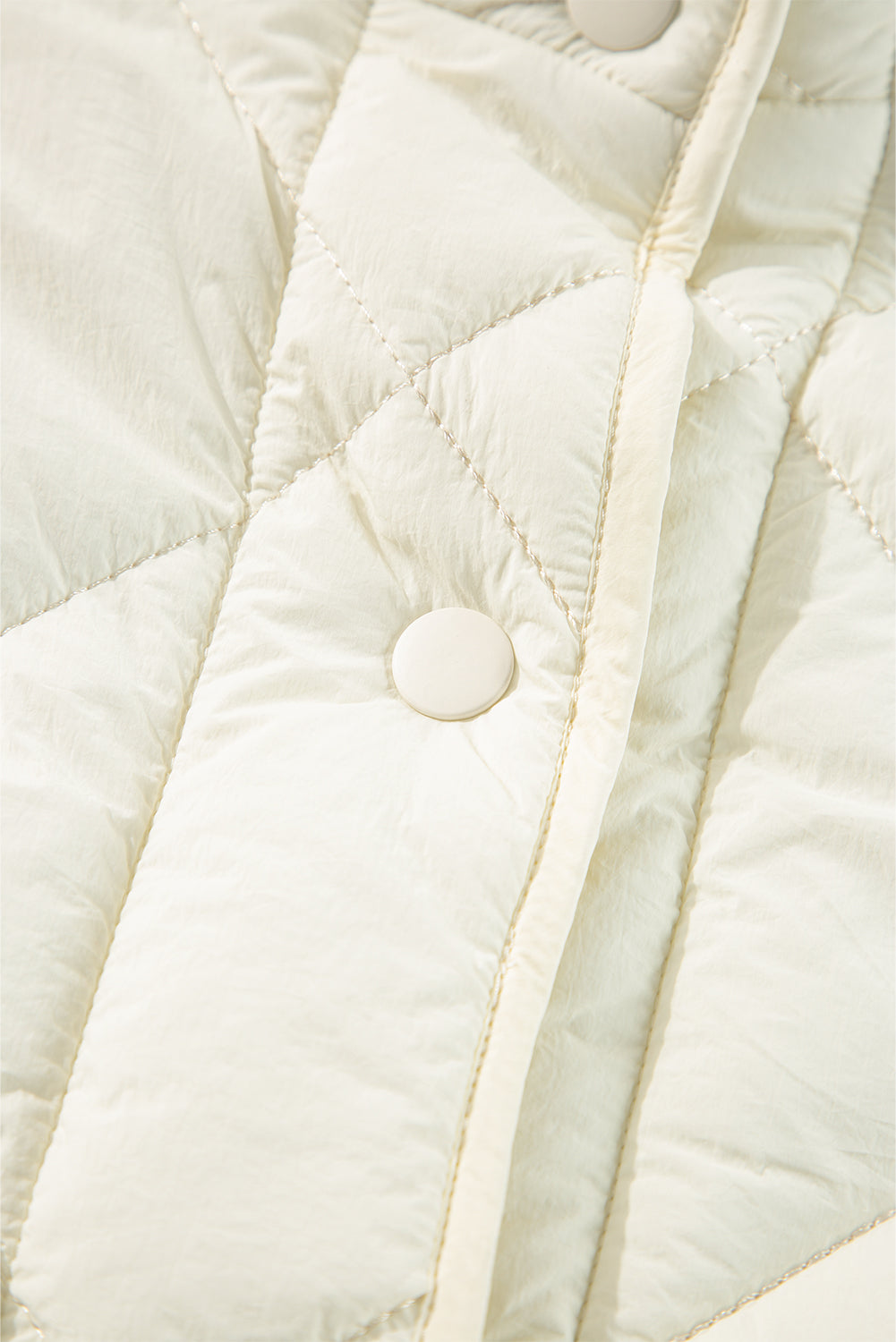 Quilted High Neck Button-Up Pocket Gilet – Beige