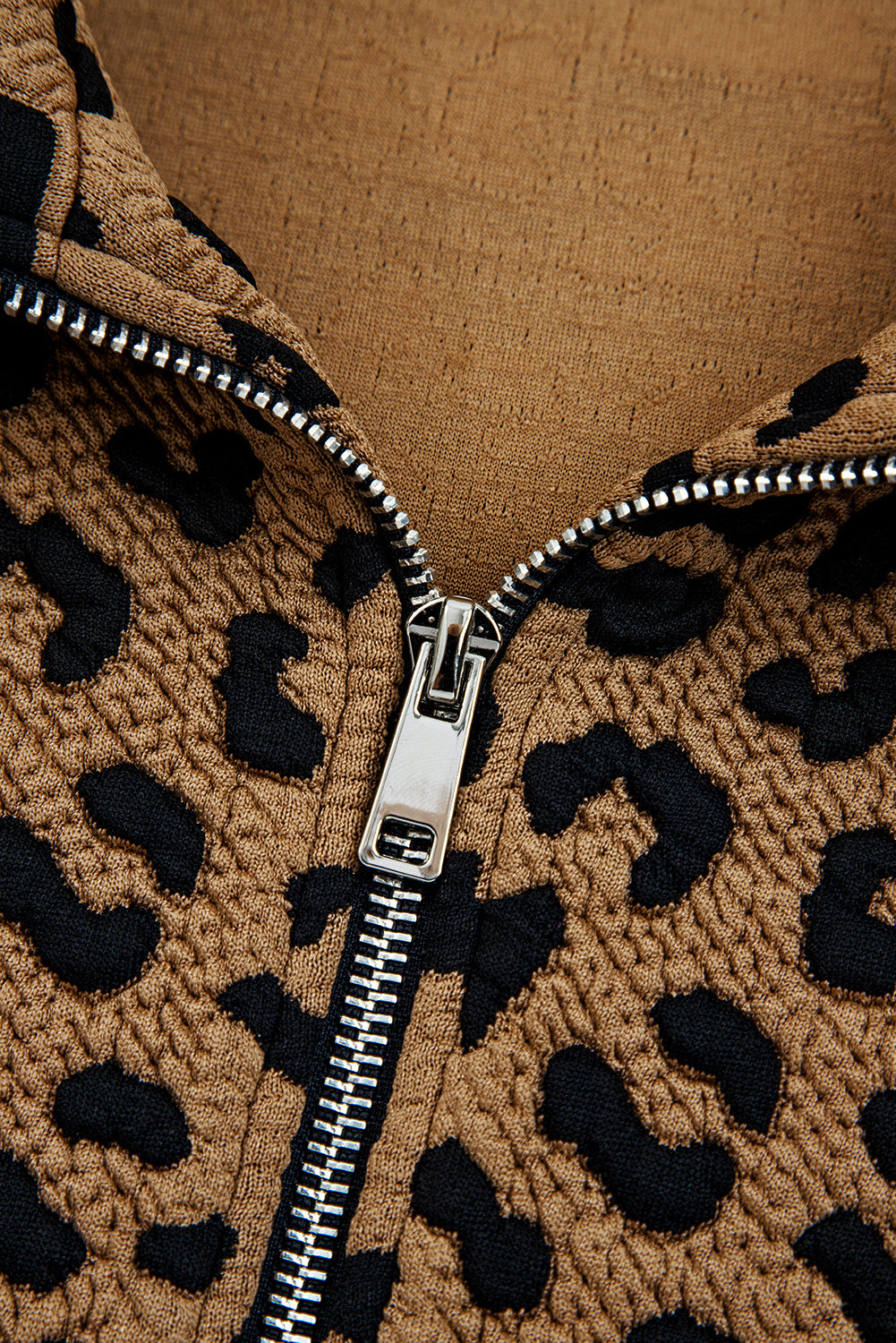 Leopard Print Quarter Zip Sweatshirt - Tops/Sweatshirts & Hoodies