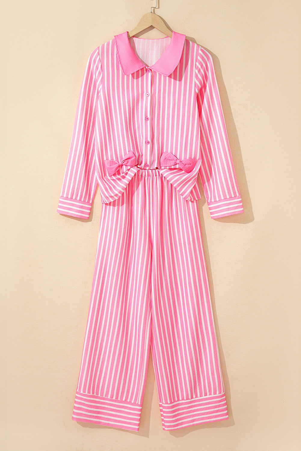 Pink Stripe Long Sleeve Top and Bottoms Pyjamas eAura
