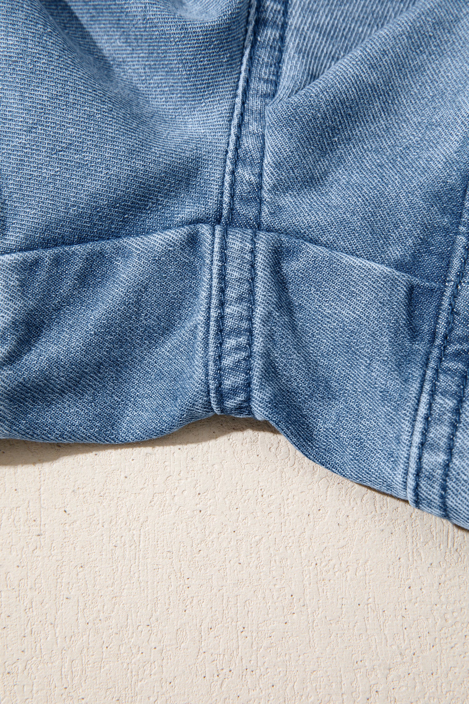 Smocked Elastic Waist Denim Shorts – High Waist with Drawstring