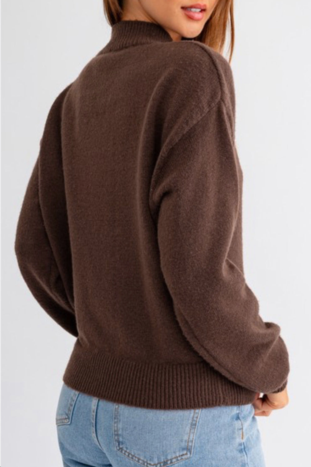 Coffee Western Howdy Boot Graphic High Neck Sweater Beagle Boutique Fashion Outlet