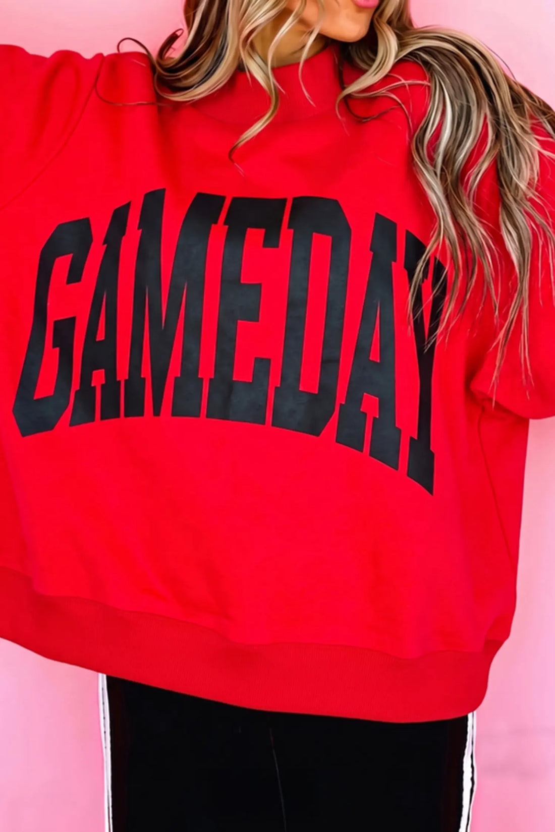 Checkered Print High Neck Baggy Sweatshirt