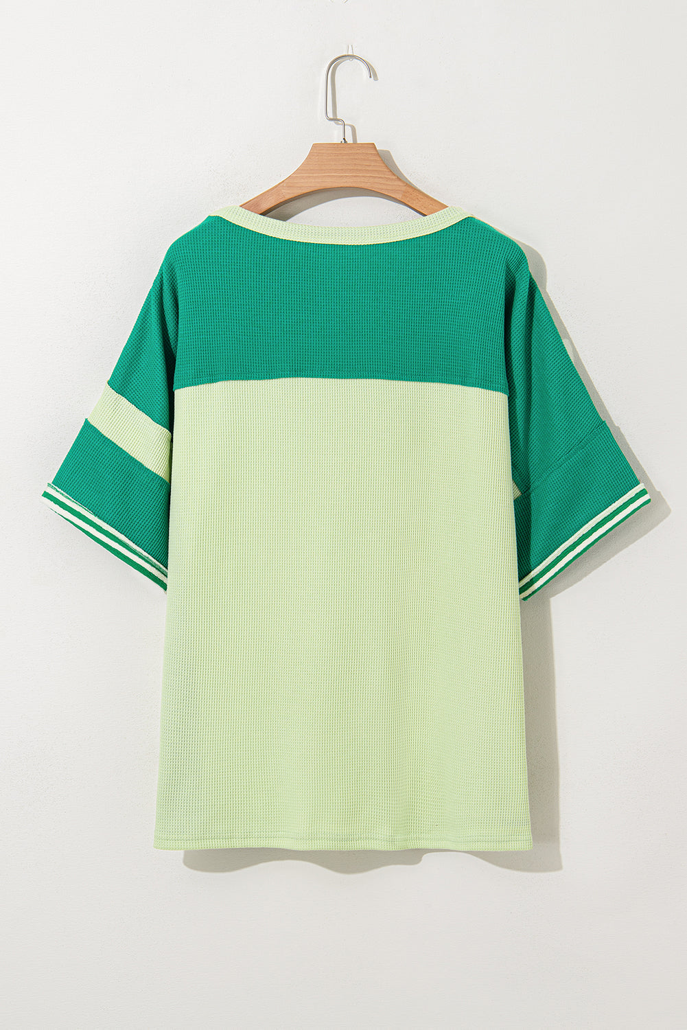Green Stripe Patchwork Colourblock Plus Size T Shirt BB Fashion Outlet