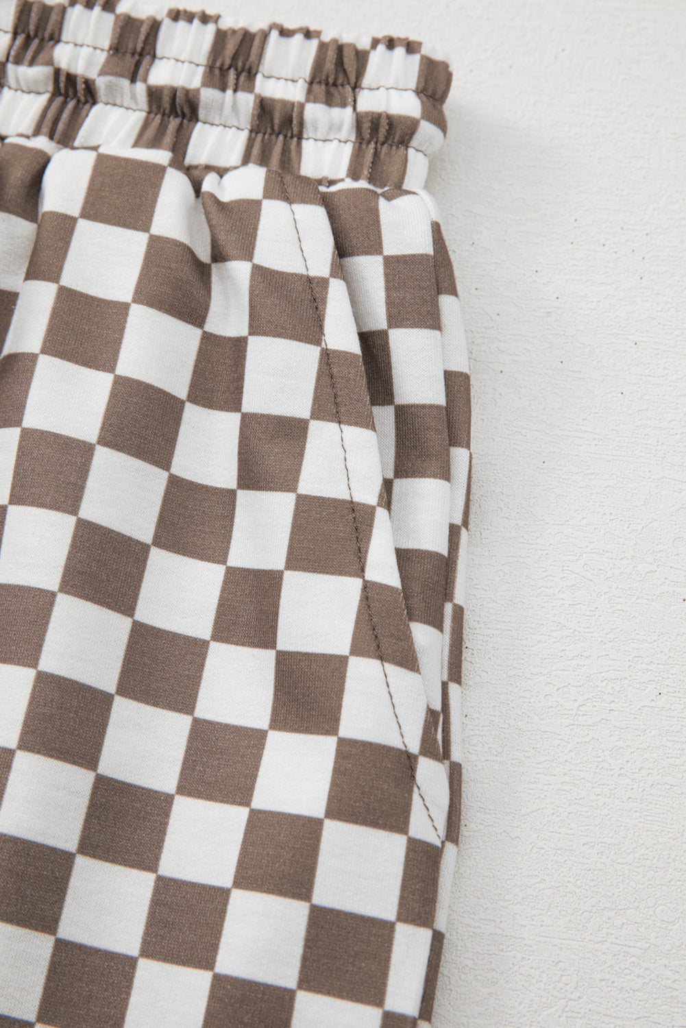 Brown Checkered Top and Short Casual 2pcs Set Co-ord eAura