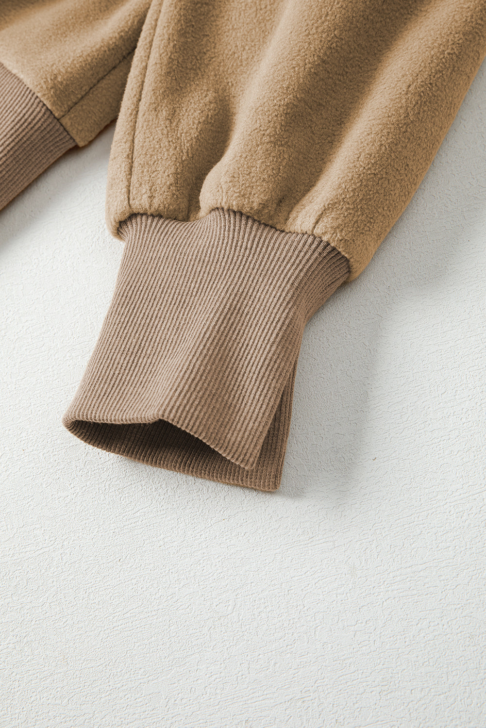 Fuzzy Sherpa Splicing Pullover Sweatshirt with Side Slit - eAura