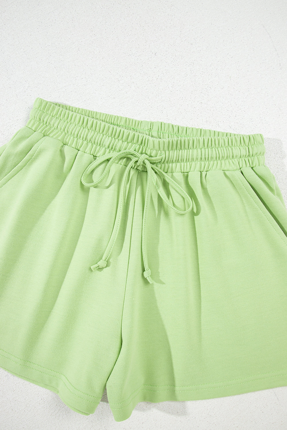 Meadow Mist Green Solid Loose V Neck Half Sleeve Tee and Shorts eAura