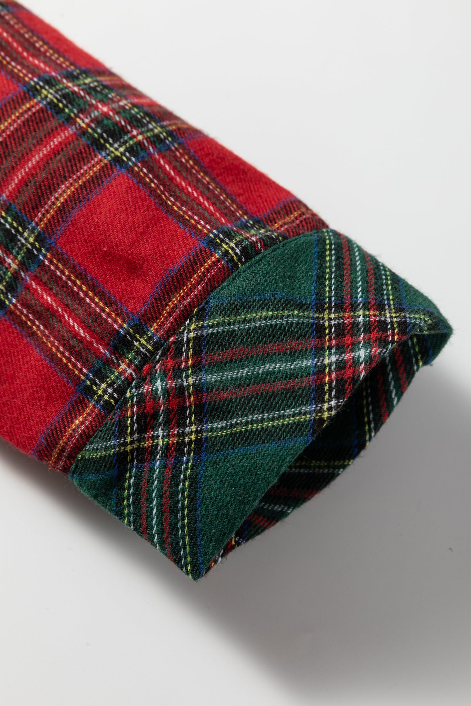 Plaid Contrast Christmas Holiday Long Sleeve Shirt and Shorts Pyjamas - eAura