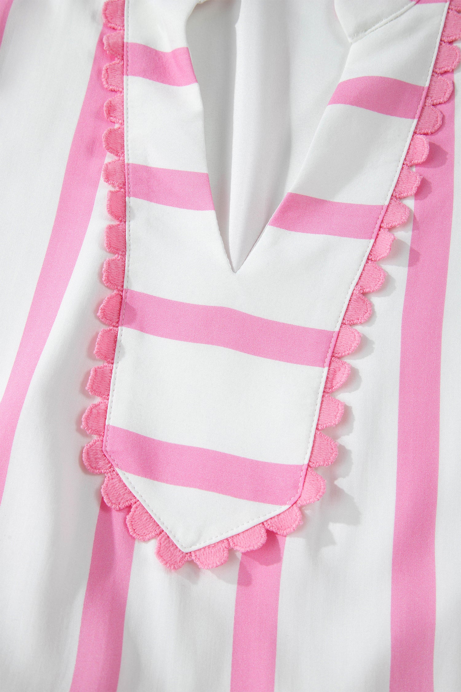 Stripe Plus Size V-Neck Short Puff Sleeve Tiered Maxi Dress