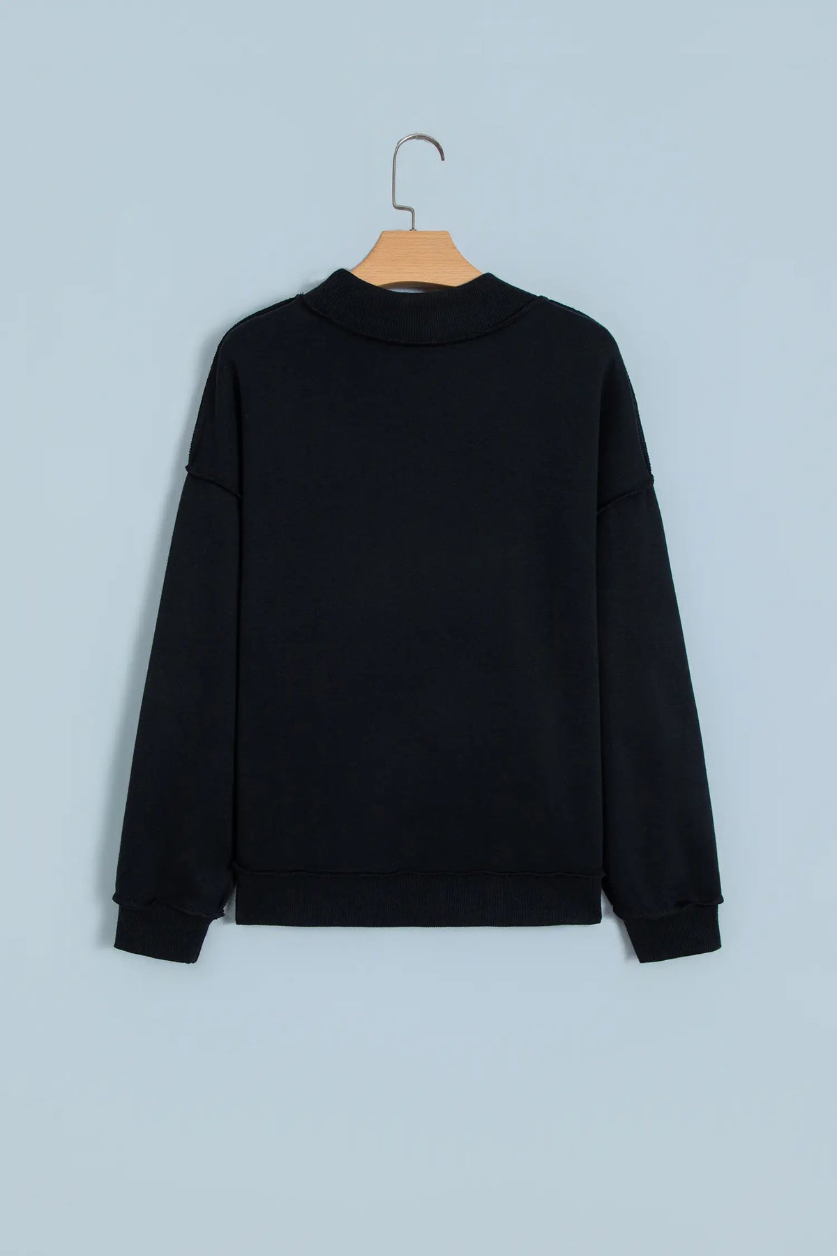 Oversize Drop Shoulder Reversible Mock Neck Sweatshirt