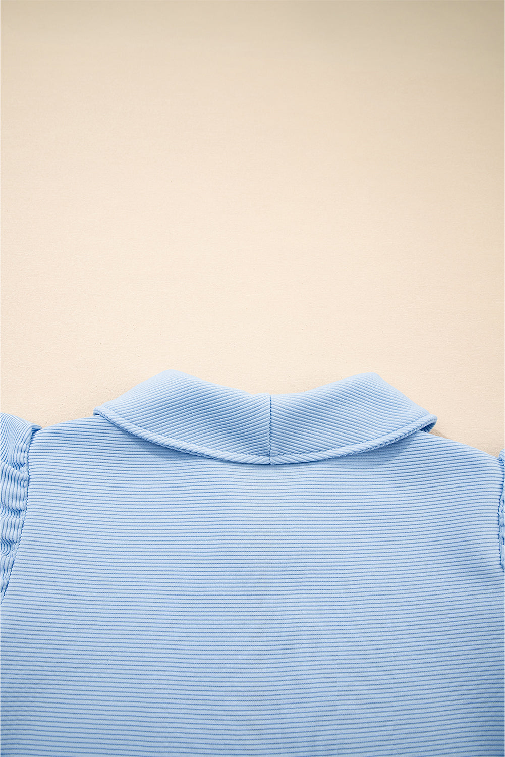 Beau Blue Textured Ruffled Sleeve Zipped Top and Wide Leg Trousers Set eAura