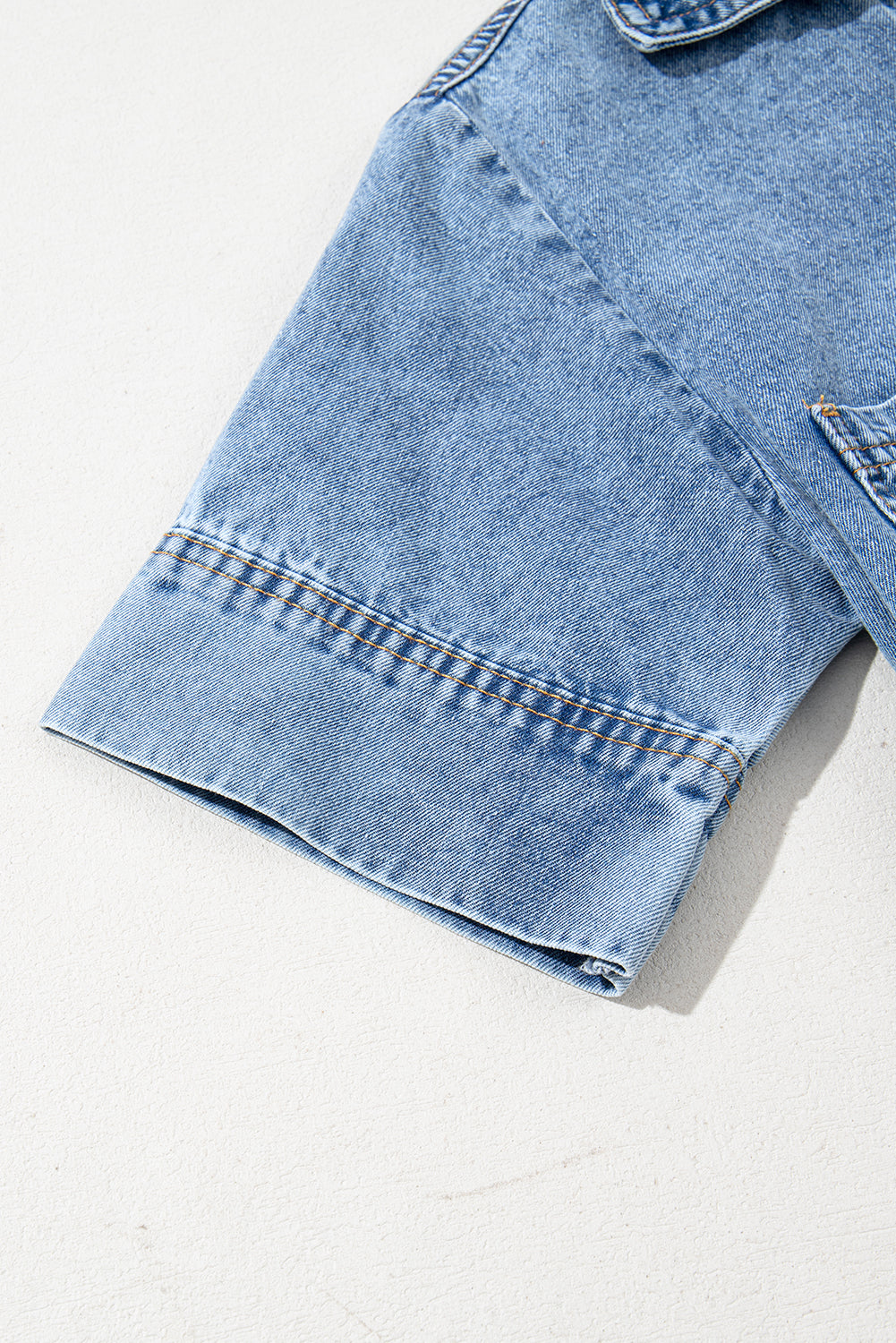Beau Blue Short Sleeve Collared Patched Pocket Denim Mini Dress BB Fashion Outlet