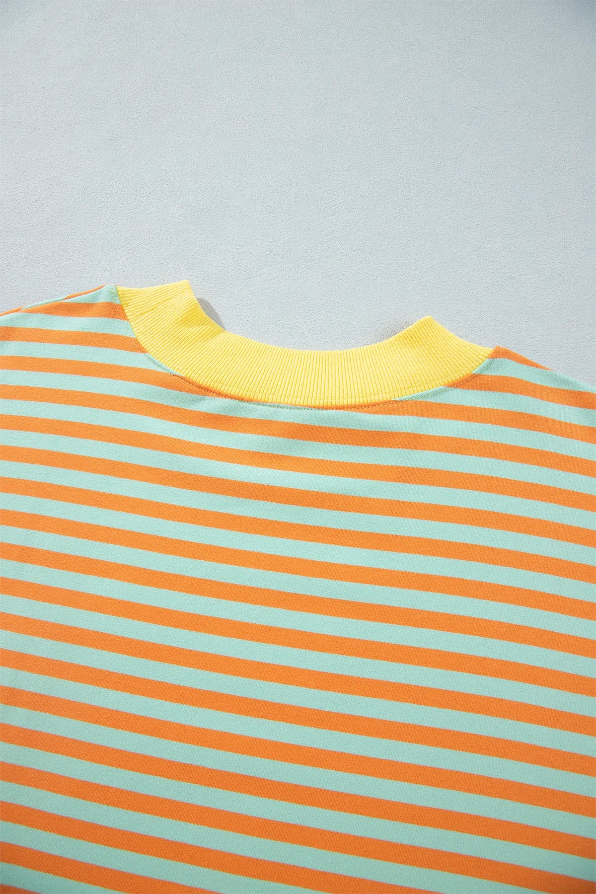 High Neck Striped Colourblock Tunic Plus Size Sweatshirt – Orange Stripe