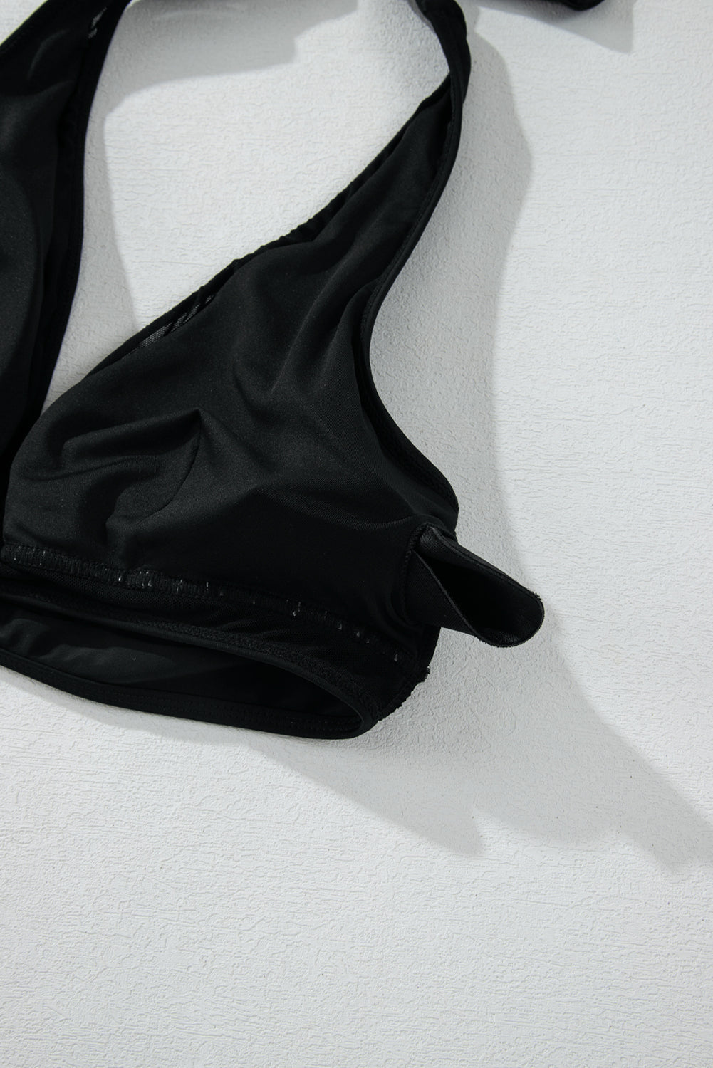 Black Sheer Mesh Edged Halter V Neck Push Up Bikini eAura