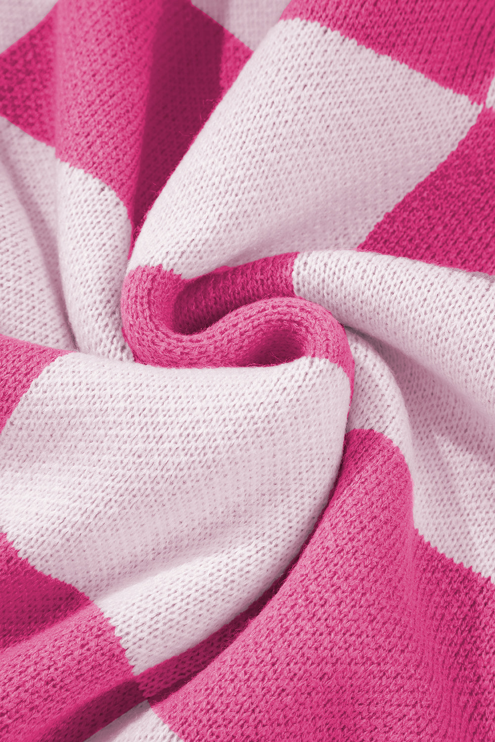 Checkered Bishop Sleeve Sweater – Rose, Pink, Green, Brown, Red & Black