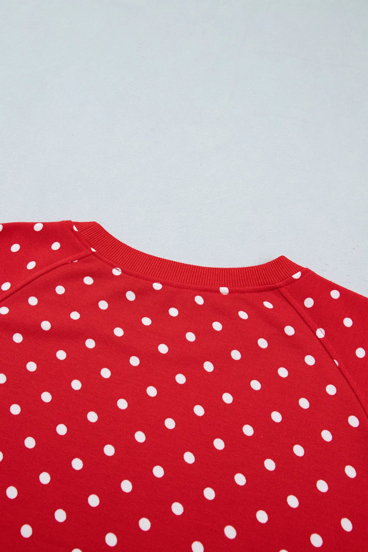 Polka Dot Drawstring Wide Leg Long Sleeve Top Pant Set – Red