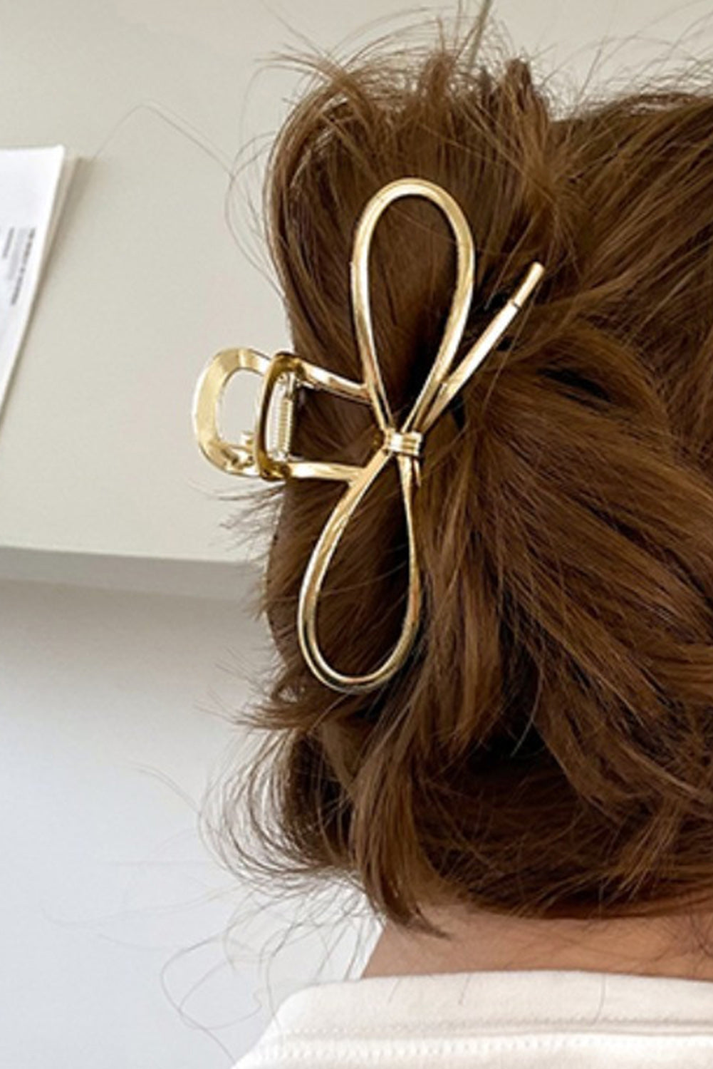 Gold Coloured Casual Bowknot Shape Metal Claw Clip