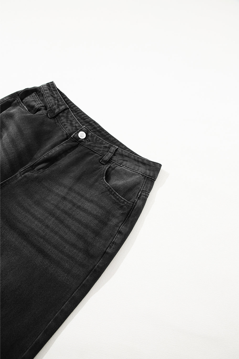 Black Distressed Hollow-out High Waist Cropped Flare Jeans Beagle Boutique Fashion Outlet