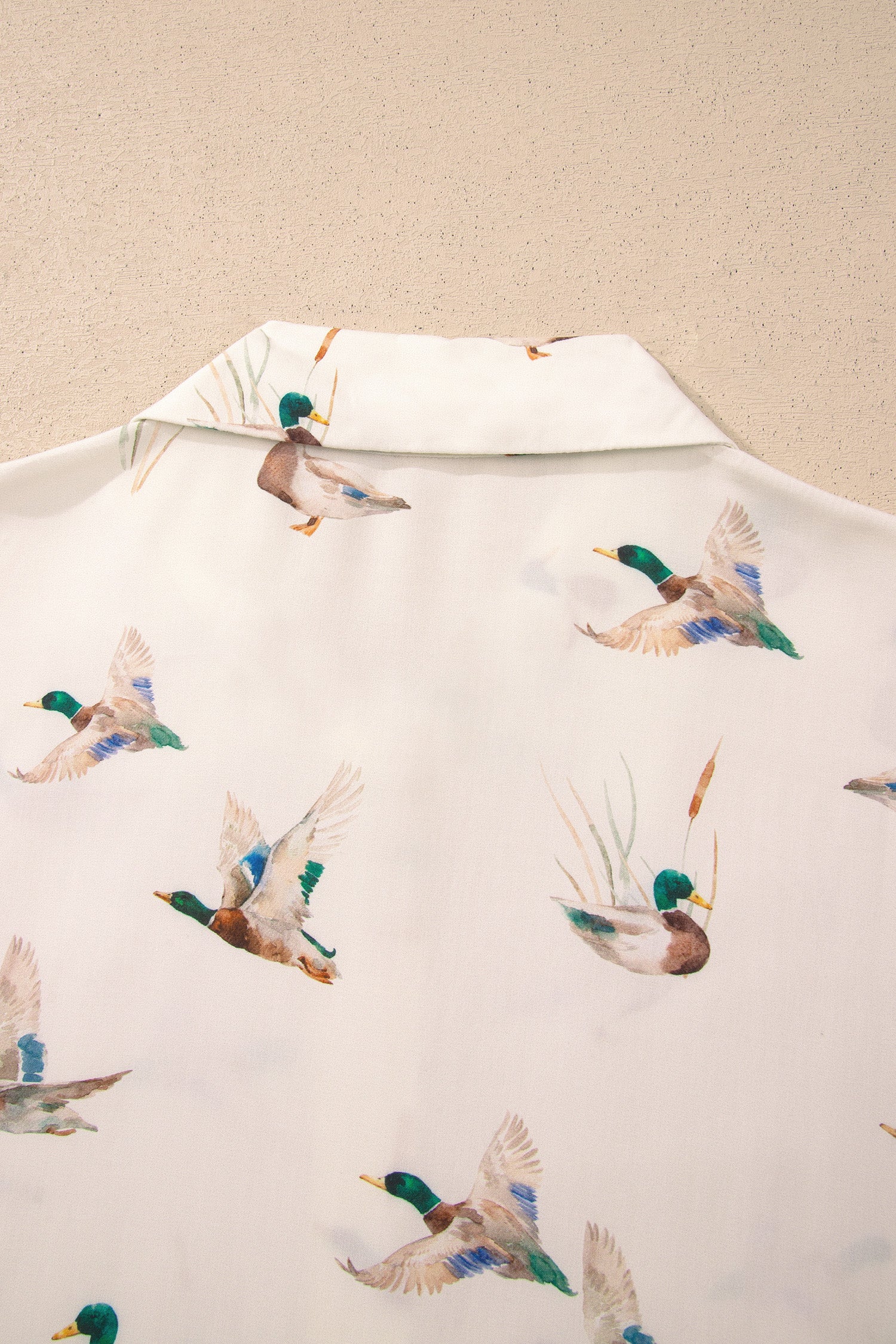 Beige Mallard Print Shirt & Shorts Two Piece Set