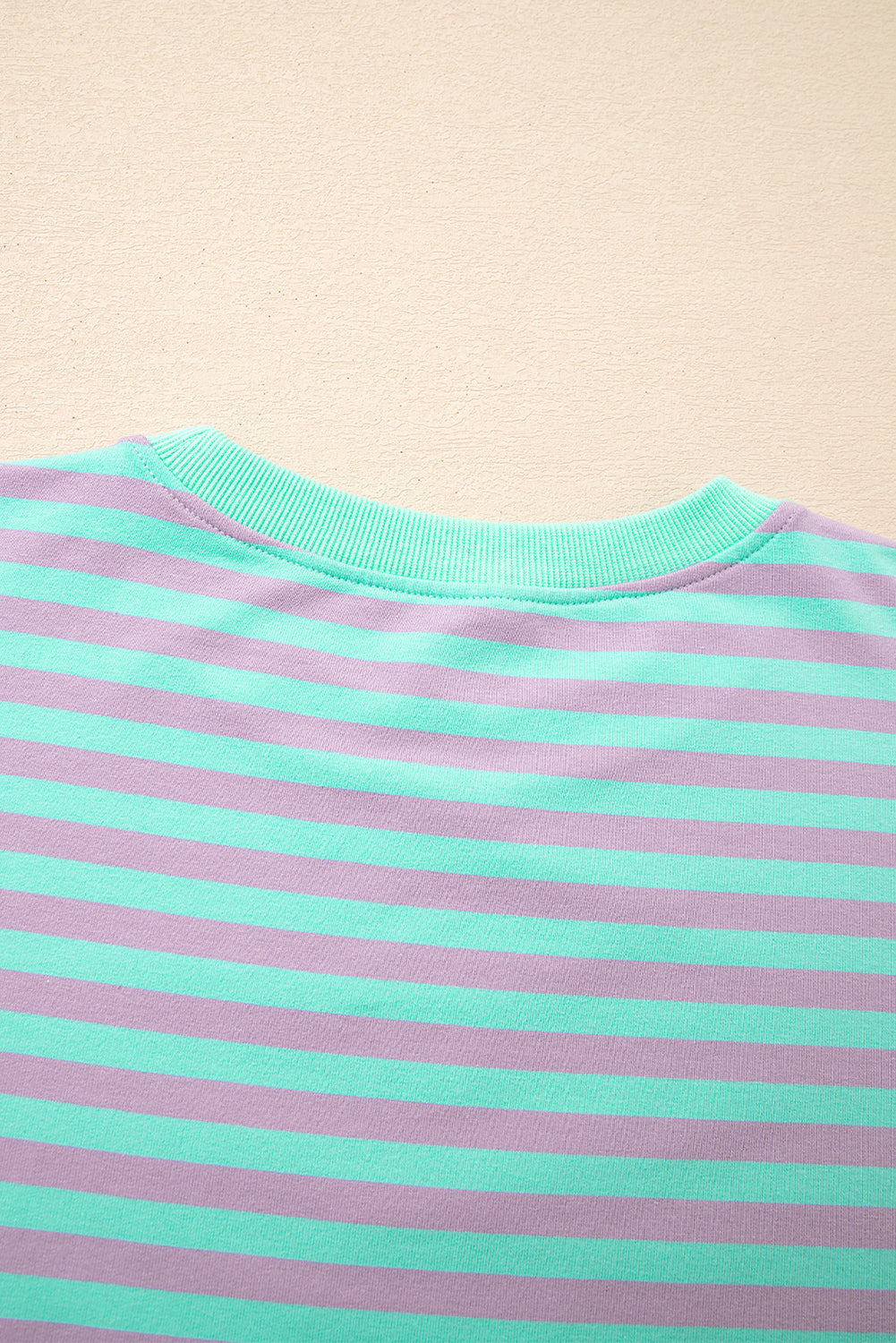 Green Stripe Exposed Seam Contrast Ribbed Trim Boxy Sweatshirt - eAura