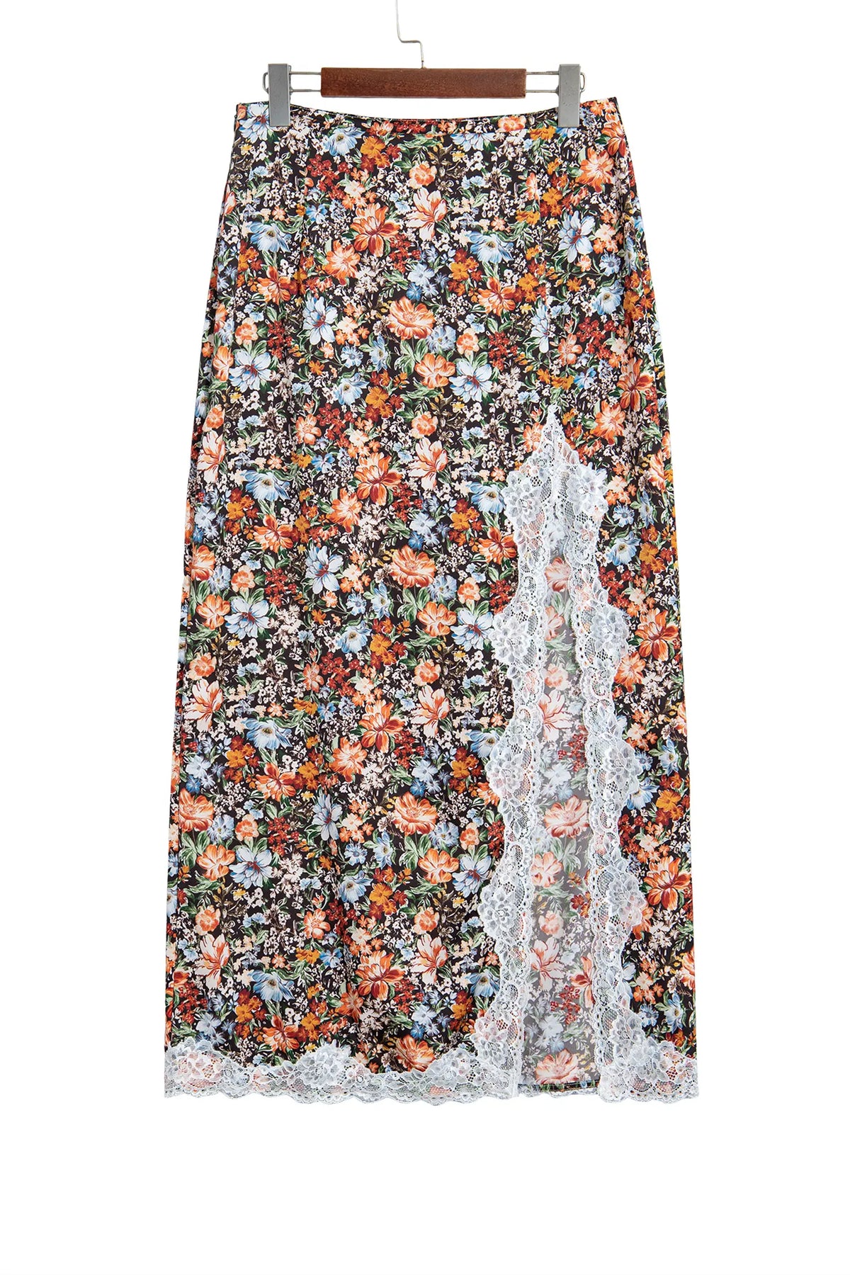 Cheetah Print Trim Split Long Western Skirt – Multicolour