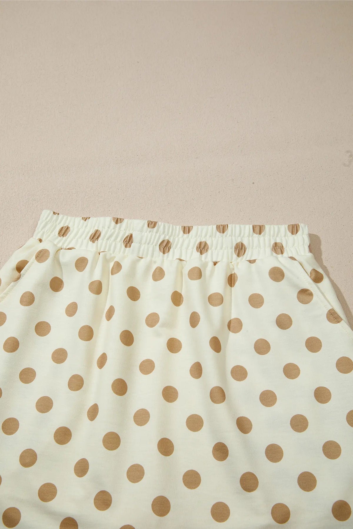 Polka Dot Hooded Long Sleeve Top Casual Mini Skort Set – Khaki
