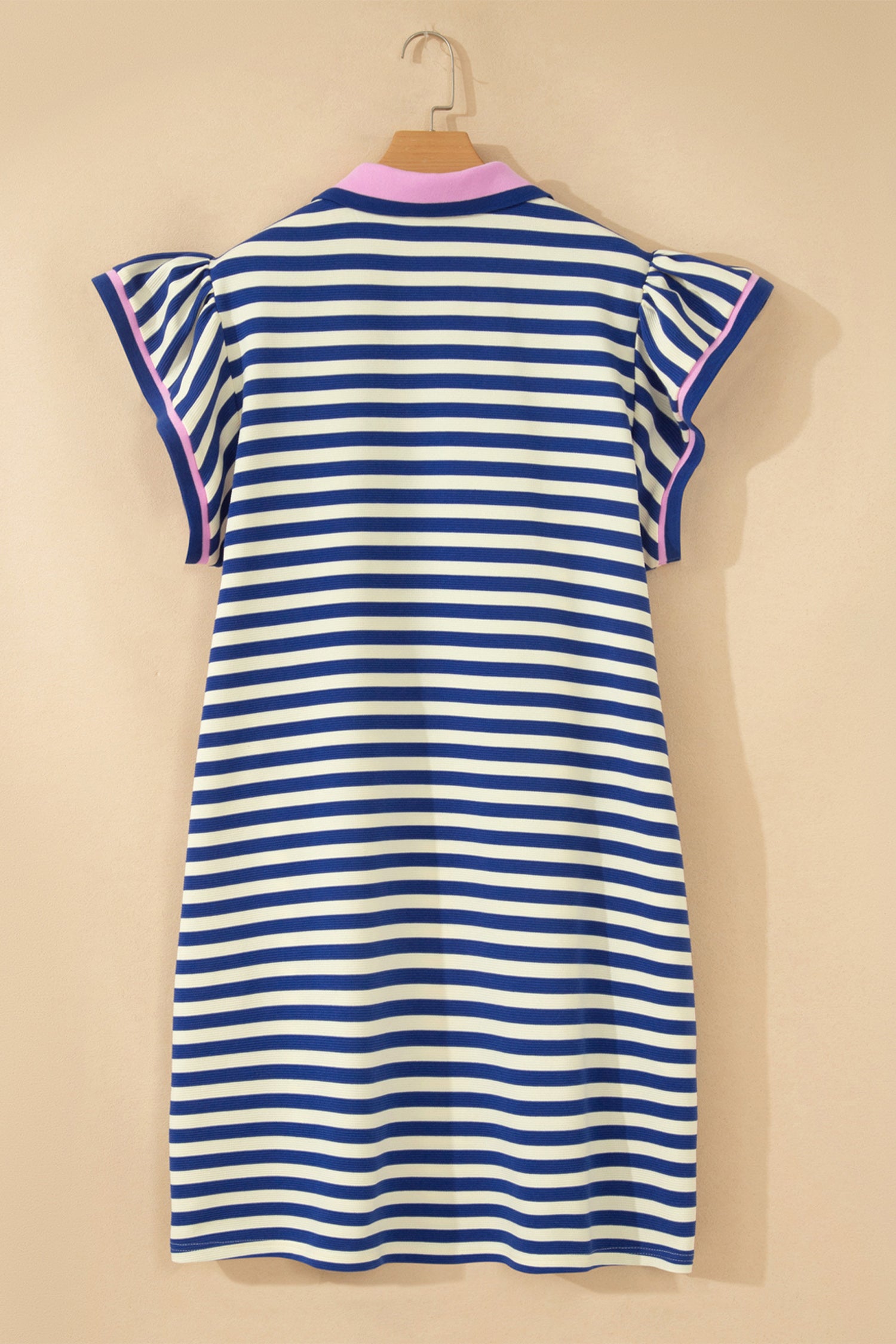 Striped Shift Dress Colorblock V Neck Short Sleeve Casual Summer – Dark Blue