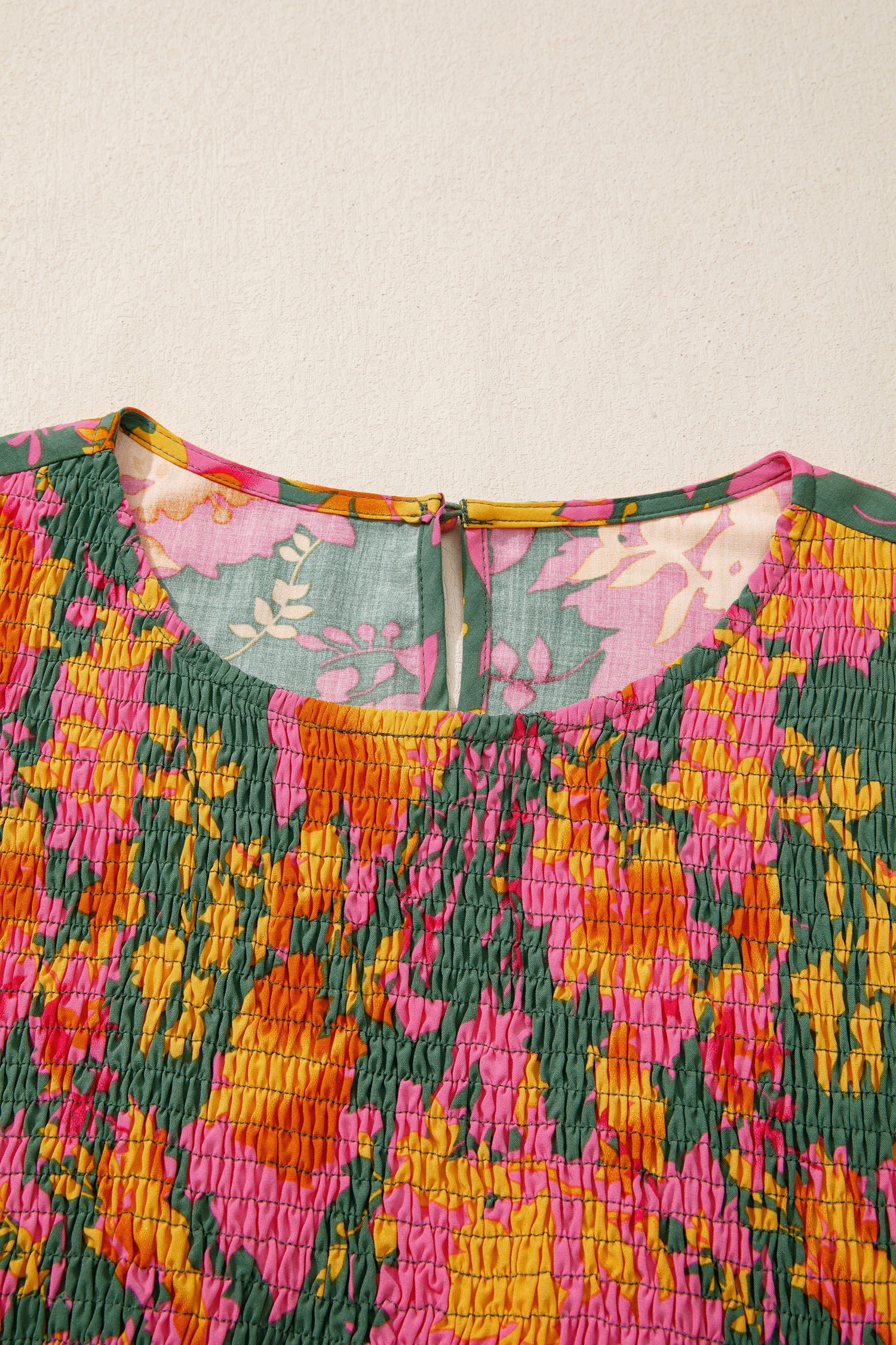 Multicolour Floral Print Long Sleeve Smocked Ruffled Mini Dress - eAura