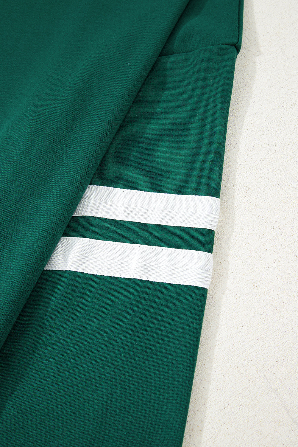Varsity Striped Sleeve Drop Shoulder Sweatshirt and Shorts Co-ord Set