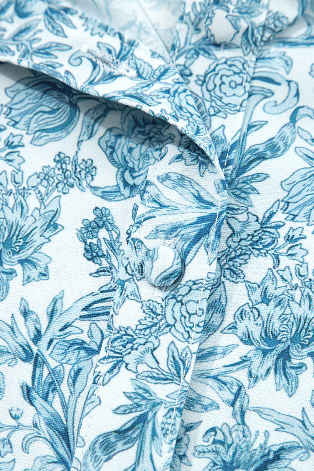 Sky Blue All Over Floral Puff Sleeve Shirt - eAura