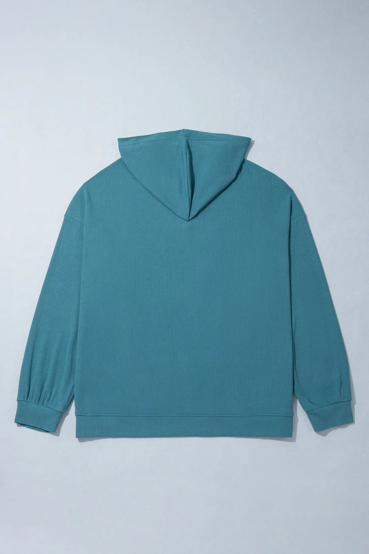 Ribbed Drop Shoulder Long Sleeve Plus Size Blouse – Lapis