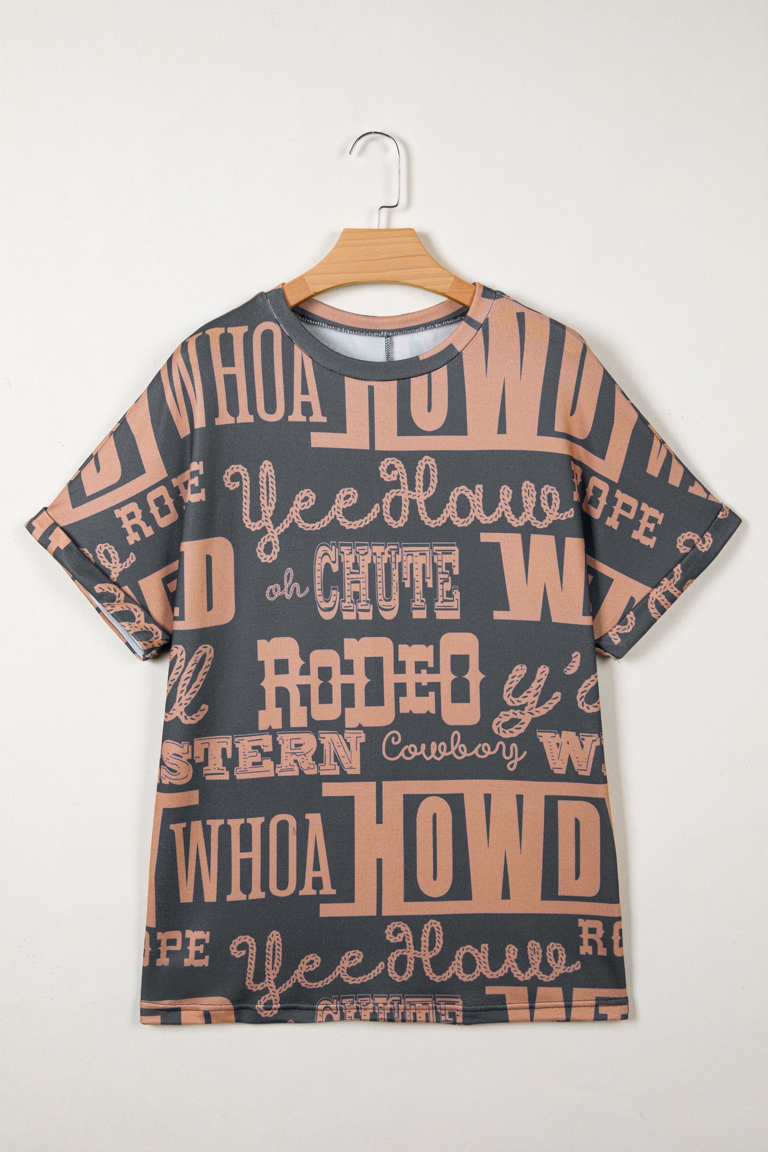 Howdy Cowboy Letter Printed Western Fashion Tee