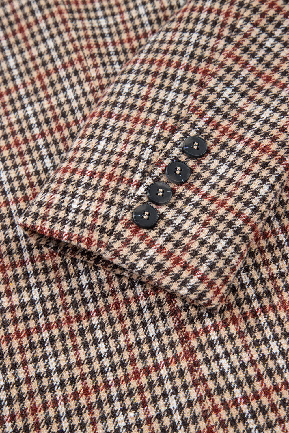 Brown Houndstooth Lapel Collar Blazer eAura