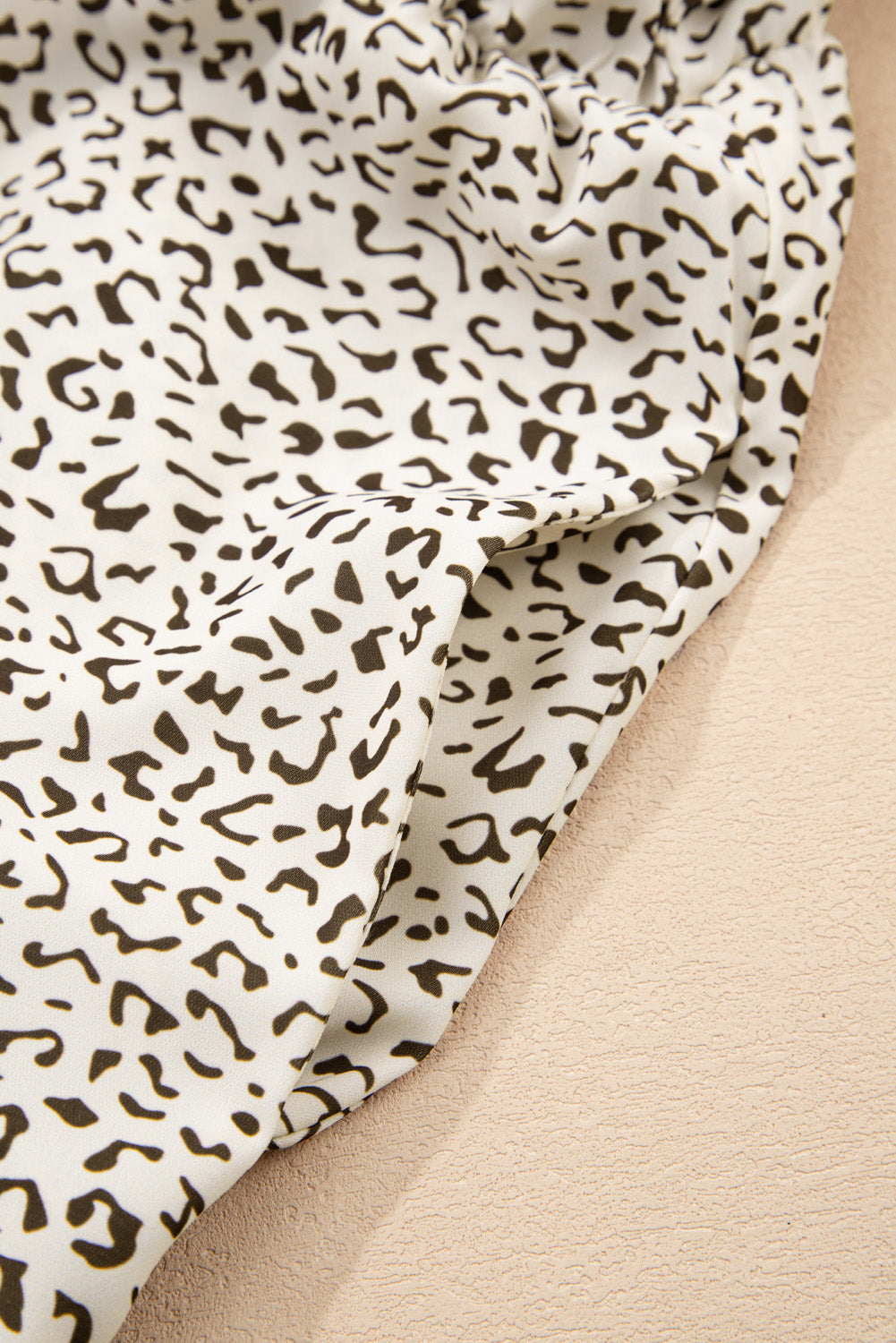 Beige Plus Size Leopard Print Frill Trim Short Sleeve Flared Dress BB Fashion Outlet