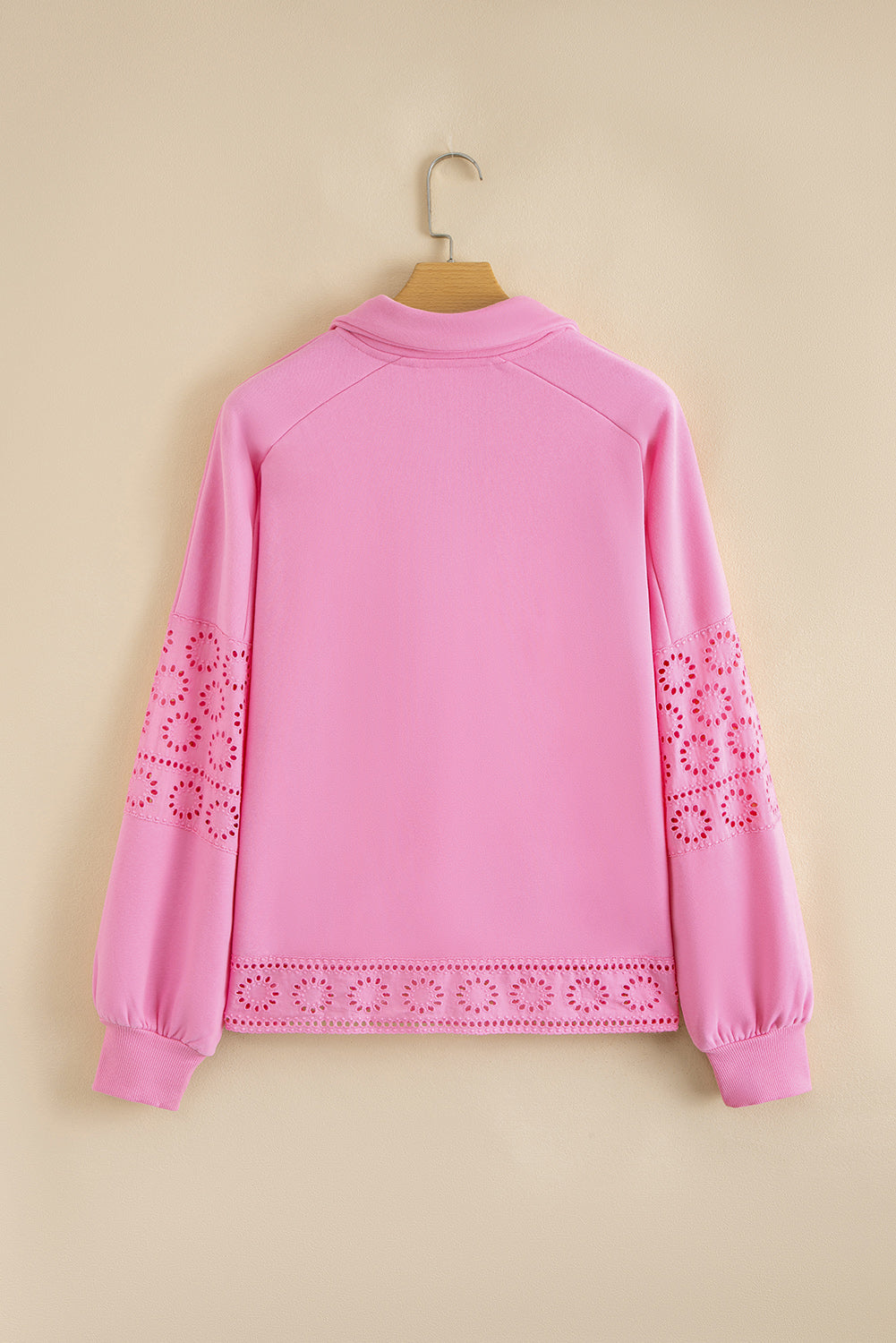Embroidered Flower Patchwork Snap Buttons Pullover Sweatshirt - eAura